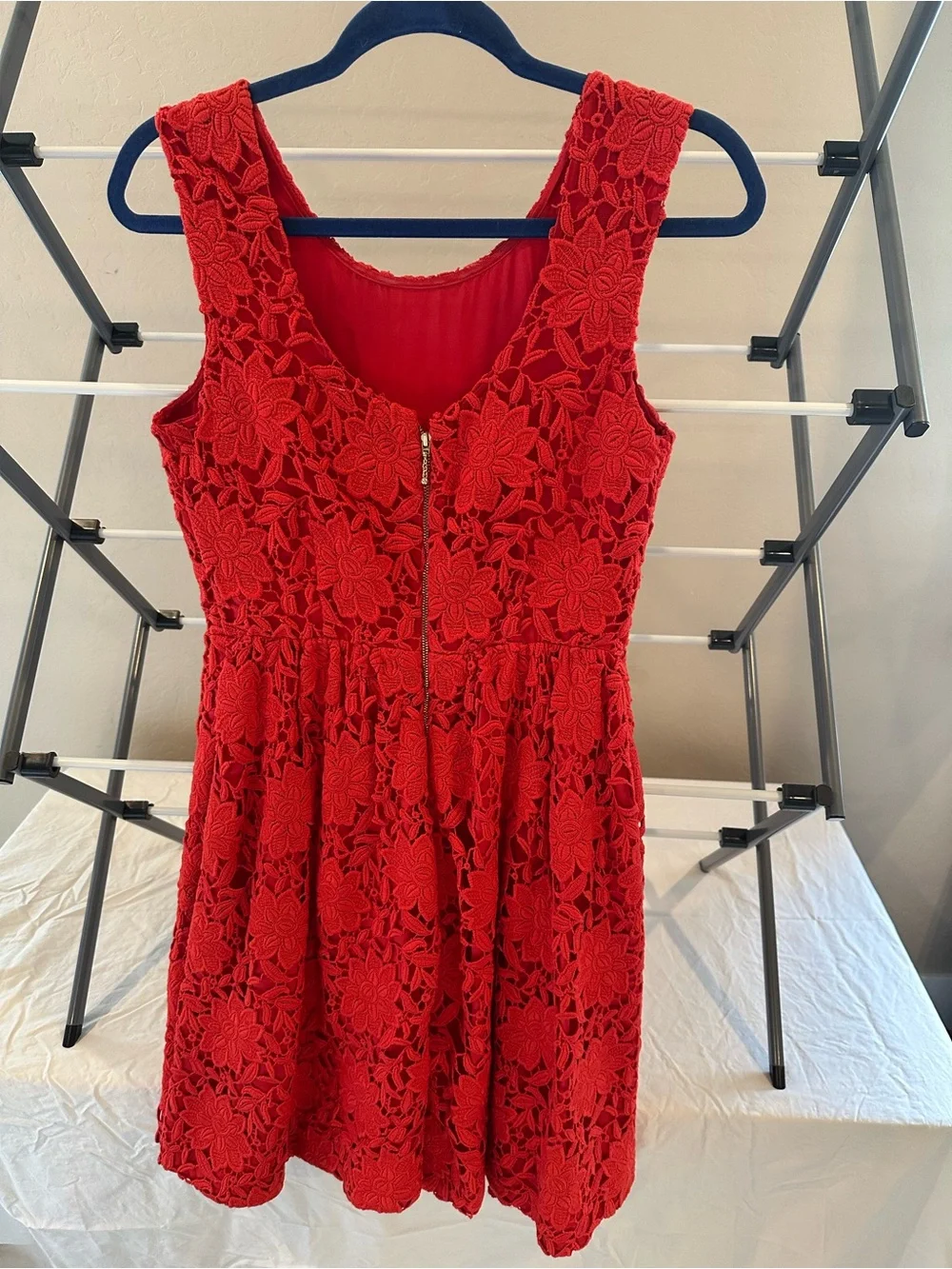 kate spade Red Floral Lace Sleeveless Fit-and-Flare Dress